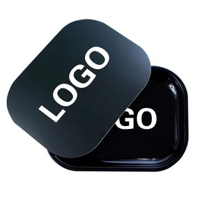 LOGO personnalisé Vente en gros 18x14cm 27x16cm 28.8*18.8 Plateau à roulettes noir avec couvercle magnétique Plateau de service Kit d'accessoires pour fumeurs - Product Image 2