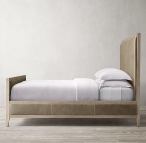 Cabecera de Cama King <span class=keywords><strong>Size</strong></span> Estilo Francés Tradicional RH, Tapizada en Cuero Genuino, Estructura de Madera de Roble Macizo, Almacenamiento de Lujo para Dormitorio - Product Image 3