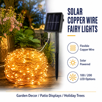 Guirlandes lumineuses solaires en fil de cuivre 100 LED 12m ou 200 LED 22m pour la décoration extérieure du jardin et du patio