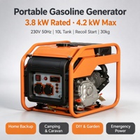 Générateur d'essence portable 3,8 kW 230 V 50 Hz refroidi par air, démarrage par lanceur, réservoir de 10 L, alimentation de secours pour la maison, le camping, la caravane, les situations d'urgence