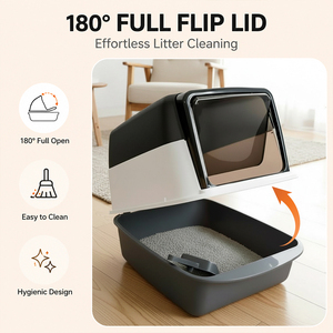 Poland Stock 51cm Enclosed <b>Cat</b> <b>Litter</b> Box with Integrated Self-Grooming Comb 180° Flip Lid EU Dropshipping - Product Image 6