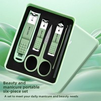Coupe-ongles portable Longhui en acier au carbone, ensemble 6-en-1 avec boîte, kit de manucure anti-éclaboussures avec logo imprimé