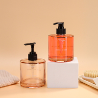 Bouteille de luxe en verre de 300 ml pour soins corporels, lotion, shampoing, avec pompe, épaule plate, vide, pour lavage des mains et désinfection, sérigraphiée