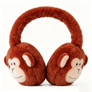 Cache-oreilles en peluche singe mignon personnalisés, cache-oreilles d'hiver doux et moelleux pour enfants, adorables cache-oreilles en forme d'animal pour le froid - Product Image 3