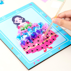 Bebé princesa falda poking bordado juguete colorido DIY hecho a mano juego educativo creativo princesa vestir muñeca juguetes de madera - Product Image 2