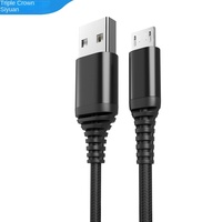 Jaket Android kabel Data USB mikro, kabel Data USB mikro untuk ponsel Android, jaket PVC 60W pengisian daya cepat, kartu suara V8, OTG 3A, pelindung kepang