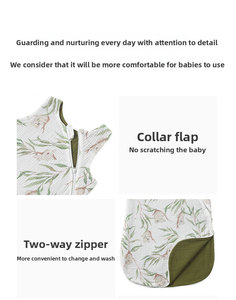 <span class=keywords><strong>Gigoteuse</strong></span> chaude pour bébé nouveau-né garçon en <span class=keywords><strong>coton</strong></span> 100% respirant avec fermeture éclair et motif botanique - Product Image 2