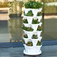Vente en gros de jardinières carrées empilables écologiques pour jardin, extérieur, fraises, herbes, légumes, en plastique, pour la maison, en forme de tour