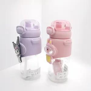 Cangkir Sippy plastik 600ML Logo kustom untuk anak-anak cangkir beruang merah muda karton langsung botol air minum hadiah anak perempuan
