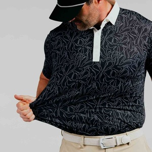 Camisetas de Golf de Rendimiento Slim Fit de Secado Rápido con Estampado Gráfico Negro y Logotipo OEM ODM, Ropa de Golf Casual, Polos de Golf para <span class=keywords><strong>Hombre</strong></span> - Product Image 3