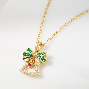 Collar con colgante de campana navideña de circonita redonda en plata de ley S925, versión de cobre personalizable, regalo creativo para mujer - Product Image 2