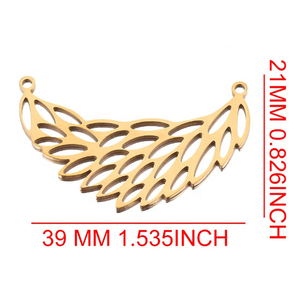 Yiwu Aceon acier inoxydable filigrane découpé au Laser creux découpé incurvé bricolage deux trous ange aile connecteur charme - Product Image 4