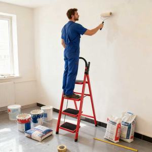 <span class=keywords><strong>Escalera</strong></span> de Acero <span class=keywords><strong>Plegable</strong></span> de Diseño Moderno para Interiores, 5 Peldaños, Color Rojo, Ligera, para el Hogar - Product Image 3