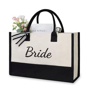 Wedding Bachelorette Gifts Shoulder Monogrammed <b>Beach</b> Bride Canvas Tote <b>Bag</b> - Product Image 1