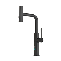 Robinet de cuisine monocommande eau chaude/froide en laiton poli 3244J, design contemporain argenté, avec douchette extractible en céramique à jet pluie pour montage sur plan.