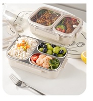 Boîte à lunch intelligente en acier inoxydable avec 3 compartiments, boîte à bento durable pour enfants en acier inoxydable