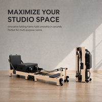 Reformers de Pilates en bois d'érable portables, durables et de haute qualité avec roues de transport pour studio de yoga et usage domestique