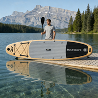 Planche de SUP gonflable à grain de bois, directement de l'usine, SUP polyvalent avec accessoires complets, OEM/ODM, certifiée CE
