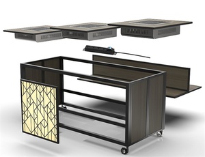 Tốt nhất bán có thể gập lại di động tự chọn Bảng và phục vụ trạm nhà hàng đá cẩm thạch hàng đầu với bánh xe - Product Image 3