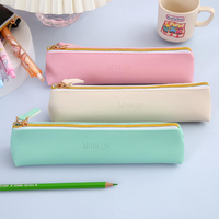 Bureau école étudiants stylo boîte en cuir PU cadeau stylo pochette mignon papeterie sac de rangement avec fermeture éclair