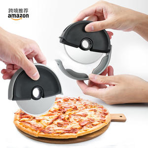 Cortador de pizza de acero inoxidable, rodillo redondo, hoja única, negro, para cortar pizza de corteza fina, herramienta de cocina ZYB286 - Product Image 2