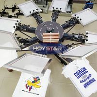 Máquina de Serigrafía Rotativa Manual de 8 Colores y 8 Estaciones para Camisetas con Microregistro
