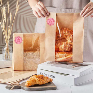 Factory <b>Manufacturer</b> Bakery Food Printed Brown Biodegradable Kraft <b>Bread</b> Packaging Paper <b>Bags</b> With Plastic Window - Product Image 5