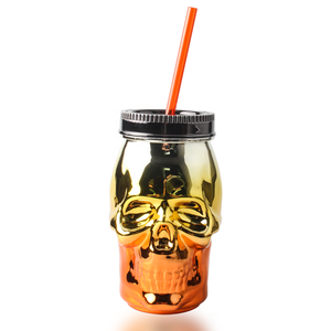 Vaso de Plástico Ecológico de 16 Onzas con Diseño de Calavera, Vaso de Plástico con Tapa y Pajita para Adultos, Novedad para Halloween - Product Image 4