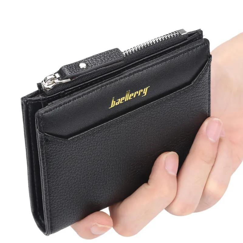 Baellerry fashion mens pu leather casual designer hand clutch wallet money and card holder purse for man