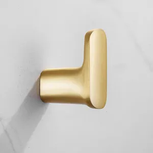 Bathroom Brushed Gold Coat Hook Single Towel Robe Clothes Hook for Bath Kitchen Contemporary Hotel Style Wall Mounted