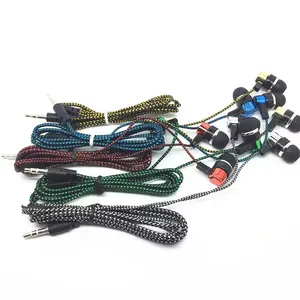 Best Quality 3.5 Mm Wire Metal Earphone Mp3 / Mp4 Wiring Heavy Cloth Rope Subwoofer Headphone In-ear Earplugs Braided Rope Line