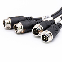 Cable divisor M12 de 12 pines macho a 4x GX12 de 4 pines hembra, conjunto de conector de aviación de 12 núcleos a 4 vías, arnés de cableado M12 con codificación A