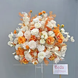 Arrangement de fleurs de mariage Offre Spéciale Table de mariage en soie florale plante verte artificielle blanc rose Rose pièce maîtresse boule de fleur