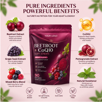 OEM ODM Beetroot Plus CoQ10 Soft Chews Marque Privée cGMP Végétalien Sans OGM Soutien Énergétique et Circulation Saine Gummies à Croquer