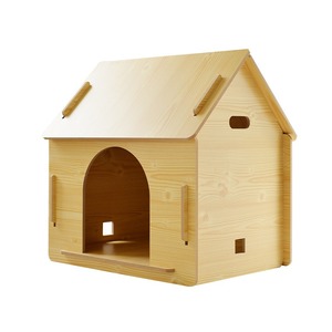 Lit pour chien d'intérieur en bois massif de luxe personnalisé, meuble durable pour animaux de compagnie avec clôture - Product Image 4