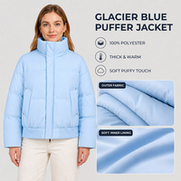 Blouson d'hiver unisexe épais et chaud, style puffer, toucher doux et matelassé, col montant, en polyester rembourré, ourlet côtelé, style streetwear
