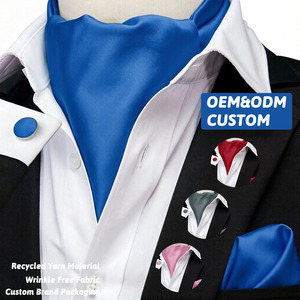 <span class=keywords><strong>Corbata</strong></span> Ascot de Poliéster Liso con Pañuelo de Bolsillo y Gemelos a Juego, <span class=keywords><strong>Corbata</strong></span> Clásica Formal, Certificación OEKO-TEX Standard 100 de Fábrica - Product Image 1