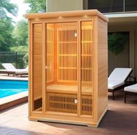 Cabine de sauna infrarouge portable pour 2 personnes en bois de cèdre rouge, faible EMF, infrarouge lointain, pour usage domestique en intérieur