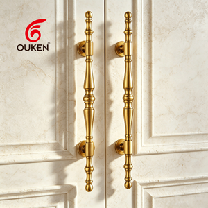 Poignée de porte vintage en laiton massif, finition or brillant, boutons de luxe pour portes en verre, idéale pour entrées de villas et hôtels - Product Image 6