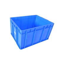 Boîte de rangement solide en plastique HDPE/PP, empilable, recyclable, robuste, bleue/noire, 60x40x22cm, pour le transport et le déménagement