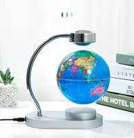 Globo Magnético Levitante de 5.5 Pulgadas con Luz LED, Rotación Automática, Adorno de Escritorio Creativo de Plástico y Metal, Regalo Artesanal Moderno y de Lujo