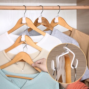 Crochets de connexion pour cintres, organisateur de garde-robe empilable blanc, gain de place, pour cintres en bois, boucles multifonctions - Product Image 1