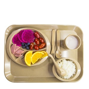 Bandeja de Comida Rectangular Colorida y Ecológica de Cáscara de Arroz, Plato de Diseño Simple para Cantinas, Hoteles, Restaurantes y Campamentos - Product Image 4