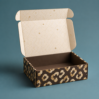 Caja de Cartón Corrugado Impresa Personalizada al por Mayor, Impresión Interior y Exterior a Todo Color, Caja de Regalo de Lujo con Patrón de Leopardo Dorado
