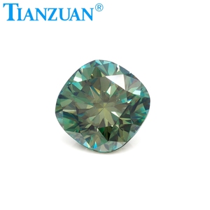 Cuscino taglio diamante verde con gemma Moissanite sciolta di colore giallo per realizzare gioielli - Product Image 2