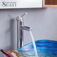SDAYI fournisseurs peint à la main goutte d'eau art table bassin bleu coloré verre trempé salle de bain évier lavabo accessoires ensembles