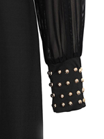 Pantalon de soirée élégant pour femme, style vintage, en maille transparente, avec boutons métalliques, production en série