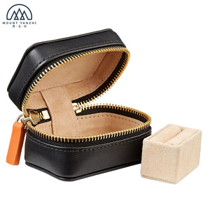 Personalized Luxury Genuine Leather Velvet Ring Jewelry Box