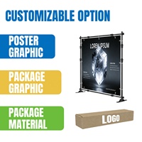 Stand Banner Latar Belakang yang Dapat Disesuaikan 8x8 Kaki, Stand Poster, Stand Display Latar Belakang Step and Repeat