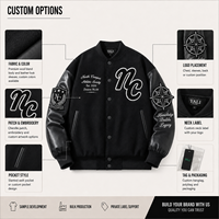 Veste de baseball oversize en mélange de laine avec manches en cuir PU, broderie chenille, logo personnalisé, fabrication OEM Chine, haute qualité